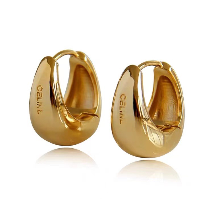 Celi earrings for women, gold circle copper plated 18k real gold circle ear clips, plain circle earrings