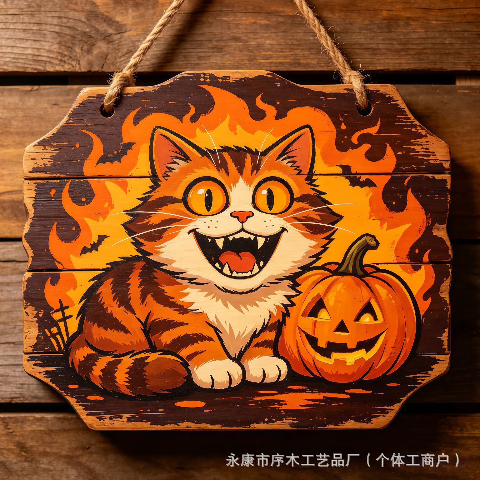20*20*0.5 · 万圣节搞怪猫咪木质挂牌5
