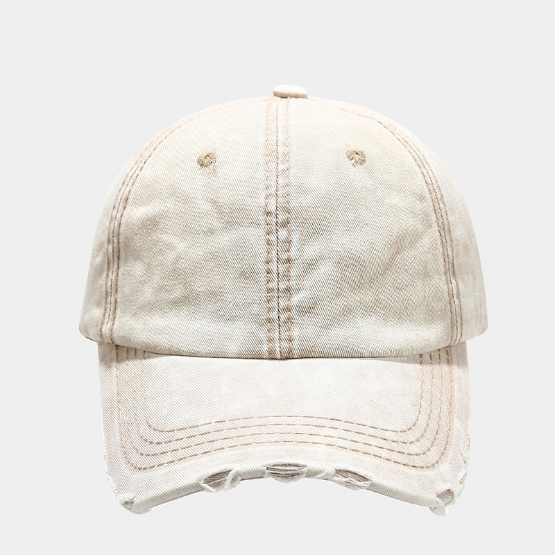 2026 New Washed Distressed Denim Blue Baseball Cap, Soft Top Curved Brim, Ripped and Frayed Duckbill Cap for Women, Street Sun Protection