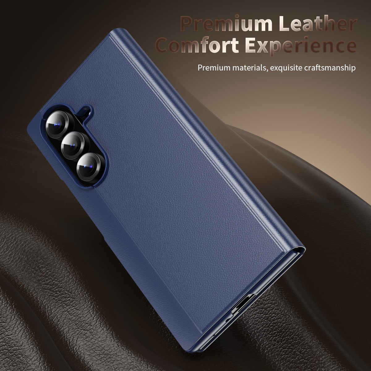 For Samsung Z Fold7 Phone Case Smart Side Window Leather Case Fold5/6 Flip Cover Bracket Anti-Fall Protection
