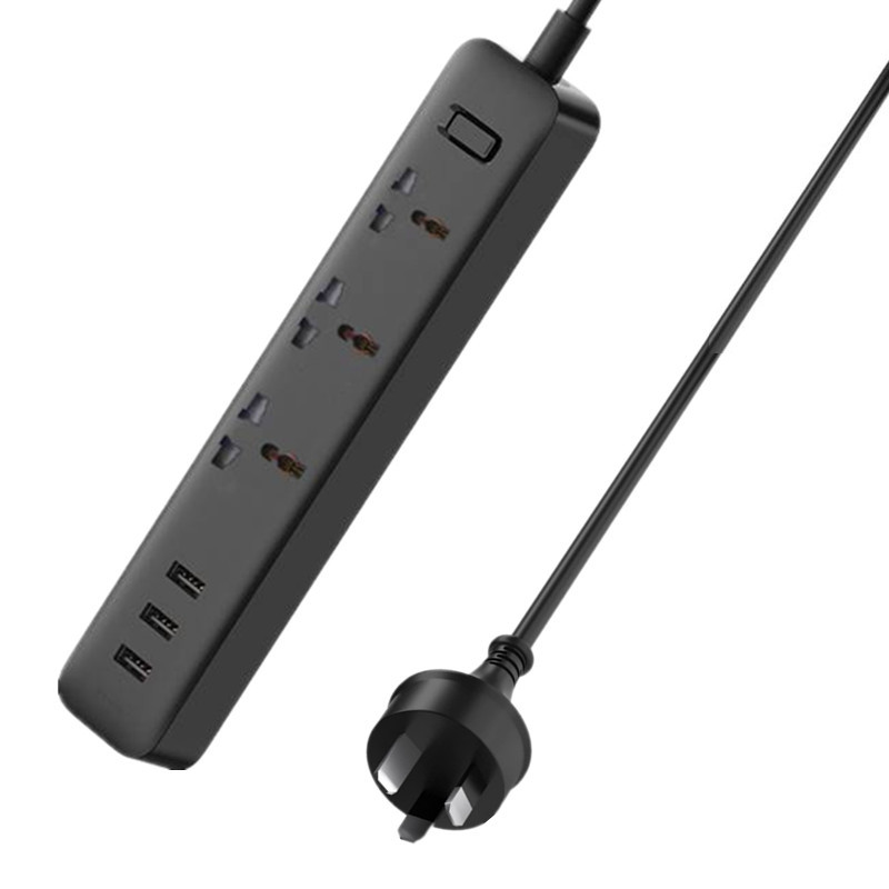 All black new multi-port USB fast charging extension cord universal international socket mobile phone charging extension power strip