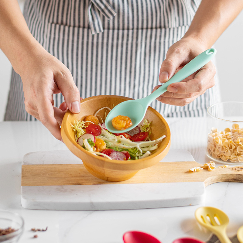 Full Wrap Silicone Soup Spoon Kitchen Cooking Utensil Spoon Children Baby Food Spoon Salad Self-Heating Pack