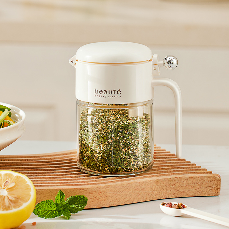 Lid Opening Seasoning Box Kitchen Home Salt Pot Seasoning Jar Sealed Anti Storage Box Oil Bottle Glass Seasoning Bottle Jar