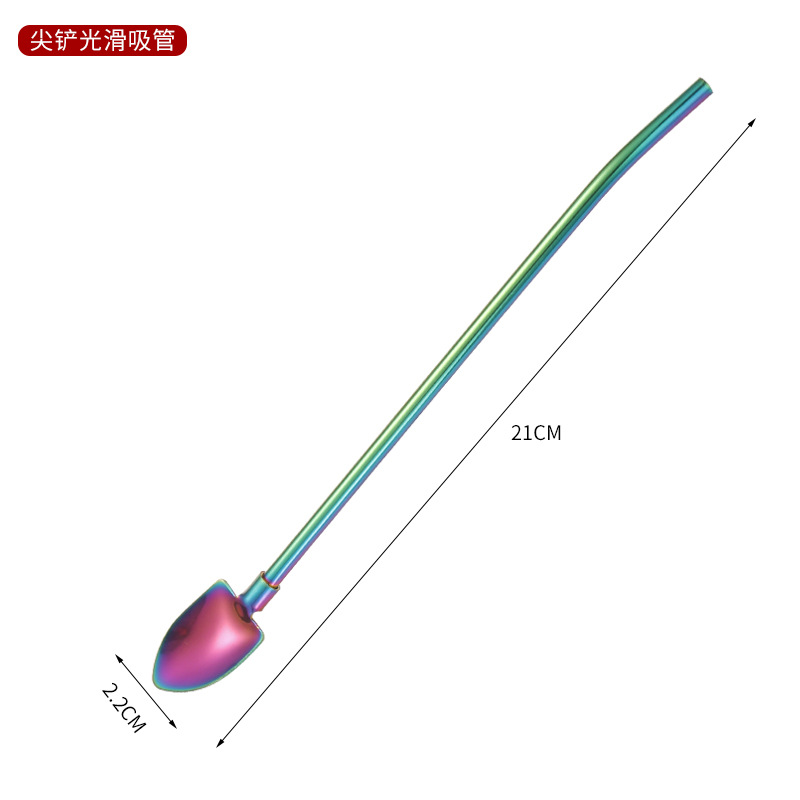 304 stainless steel straw spoon threaded watermelon spoon shovel straw spoon beverage coffee stirring spoon dessert spoon