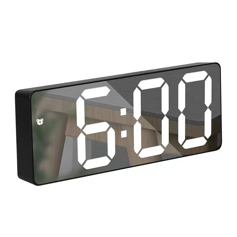 Mirror surface desktop clock, table clock time display, desktop decoration LED digital display electronic alarm clock