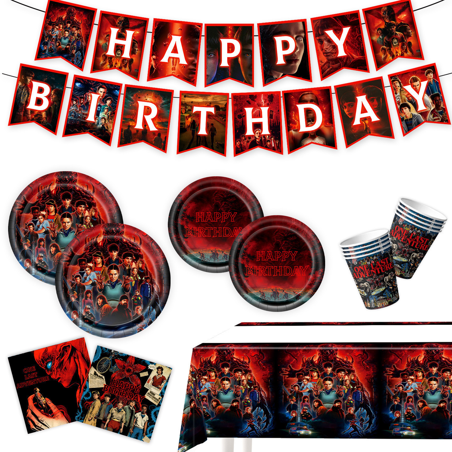 Stranger Things Theme Party Tableware Paper Plate Napkin Cake Decoration First Birthday Arrangement Supplies