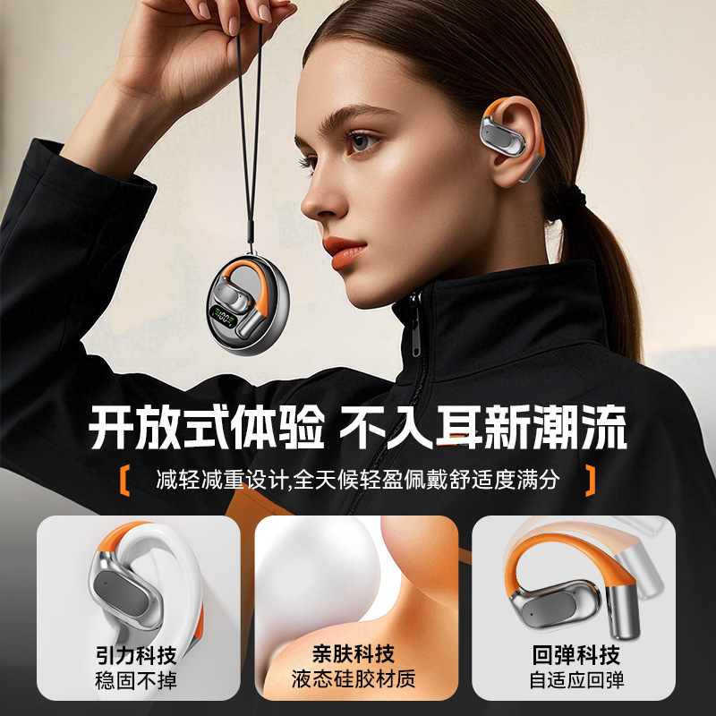 2026 New Bluetooth Earphone Rotatable In-Ear Free Ear Hook Bluetooth Earphone Ultra Long Battery Life Huaqiangbei Private Mold