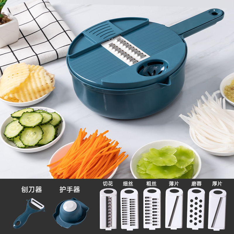 Kitchen multifunctional nine-in-one vegetable cutter potato shredder radish shredder manual grater slicer cutting machine