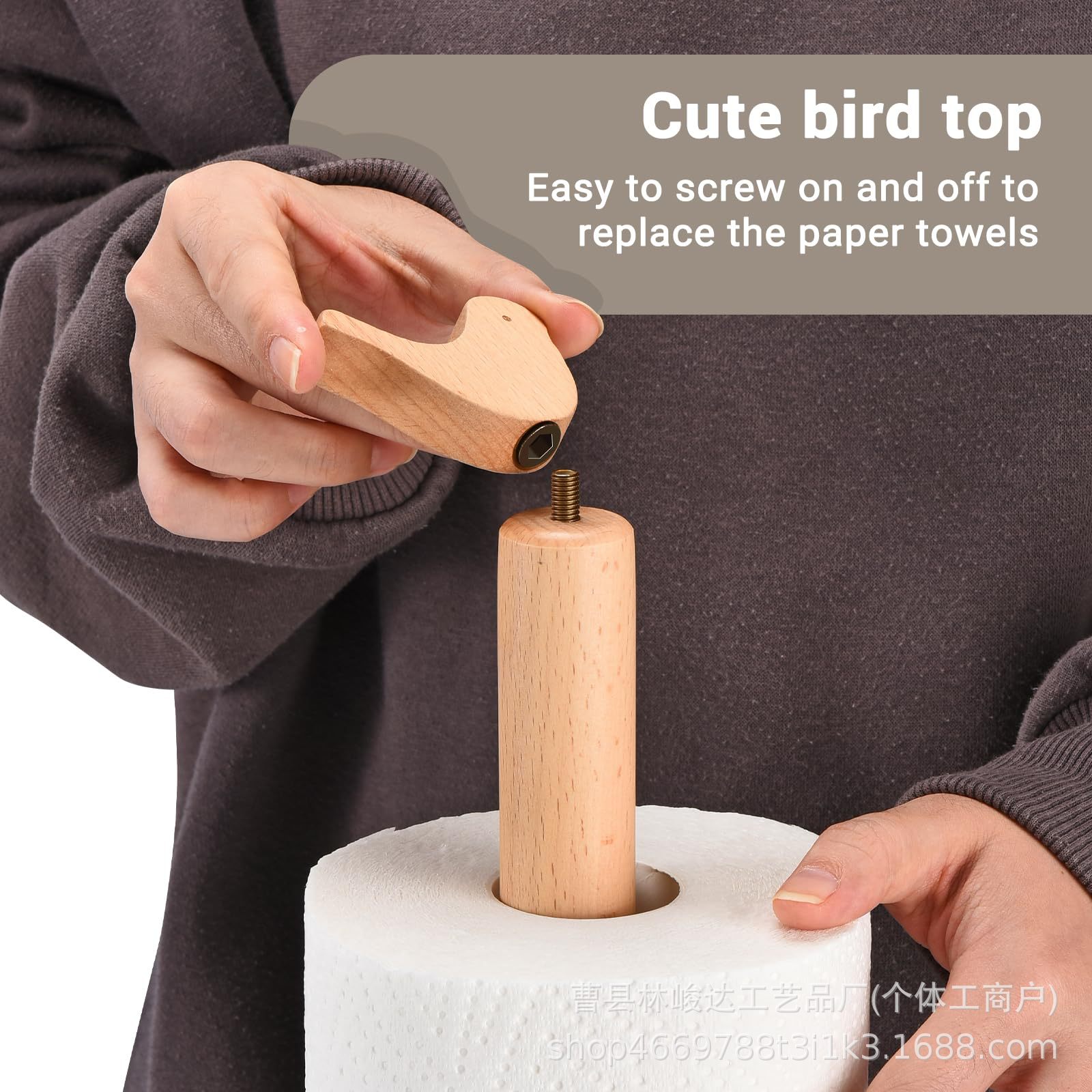 New kitchen paper towel storage rack, wooden desktop cartoon lazy towel holder, makeup table hair tie organizer