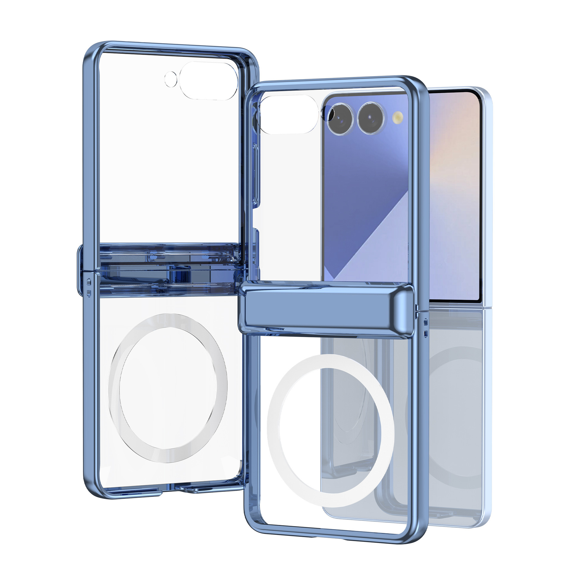 For Samsung Z Flip7 Middle Axis Electroplated Magnetic Phone Case Full Coverage Hinge Anti-Drop Z Flip6/5 Protective Case