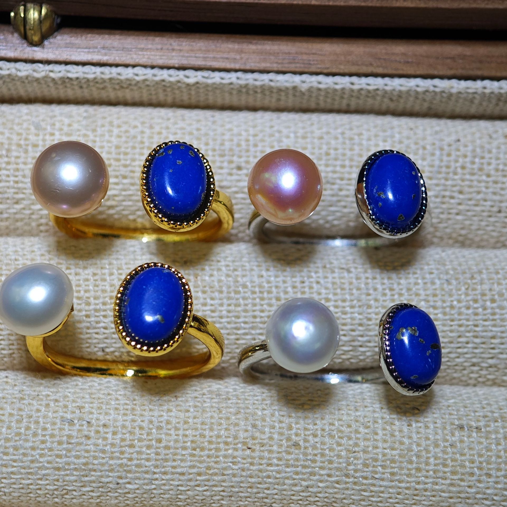 DIY Pearl Ring Accessories Gold-Plated Flower Butterfly Ring Holder Petal Pearl Ring Empty Mount Open