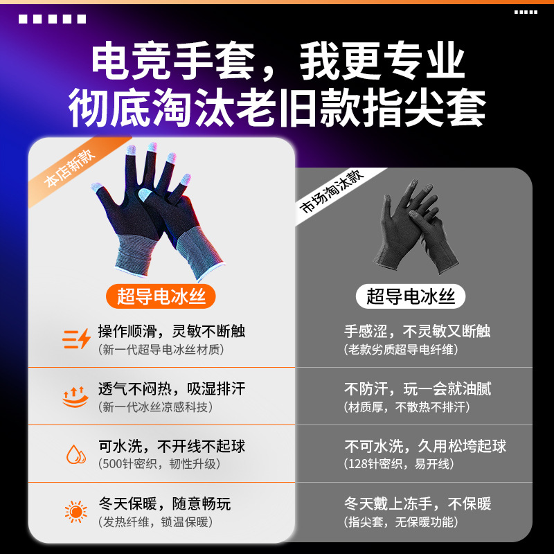 2023 New Game Gloves Five-finger Gloves Warm Breathable Ultra-thin Esports Professional Chicken Dinner Anti-slip Sweat-proof Gloves
