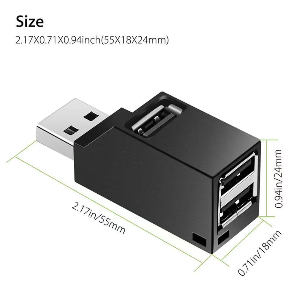 Mini Plug-in Portable Multi-Interface Hub Splitter USB3.0 High-Speed Hub Car 1-to-3 Expansion Port