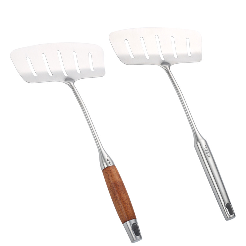 304 stainless steel fish spatula wooden handle oil strainer slotted spatula wide frying fish turner fish turner frying steak slotted spatula