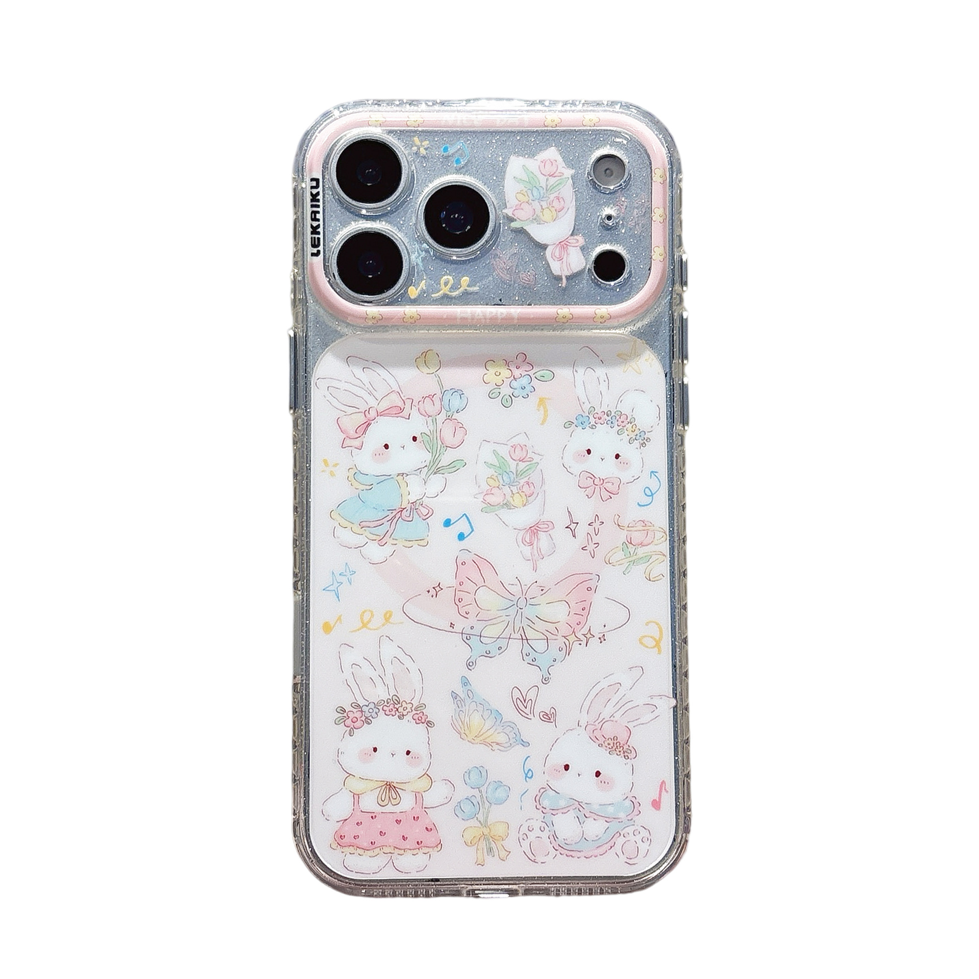 For iPhone 17 Pro Max Cartoon Graffiti AI Magnetic Phone Case Apple 16 Tulip Four-Leaf Clover Floral