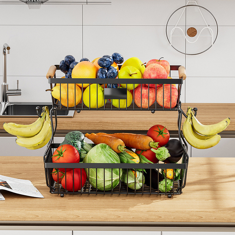 Kitchen storage rack living room table snack fruit storage bathroom storage basket multi-layer removable fruit basket