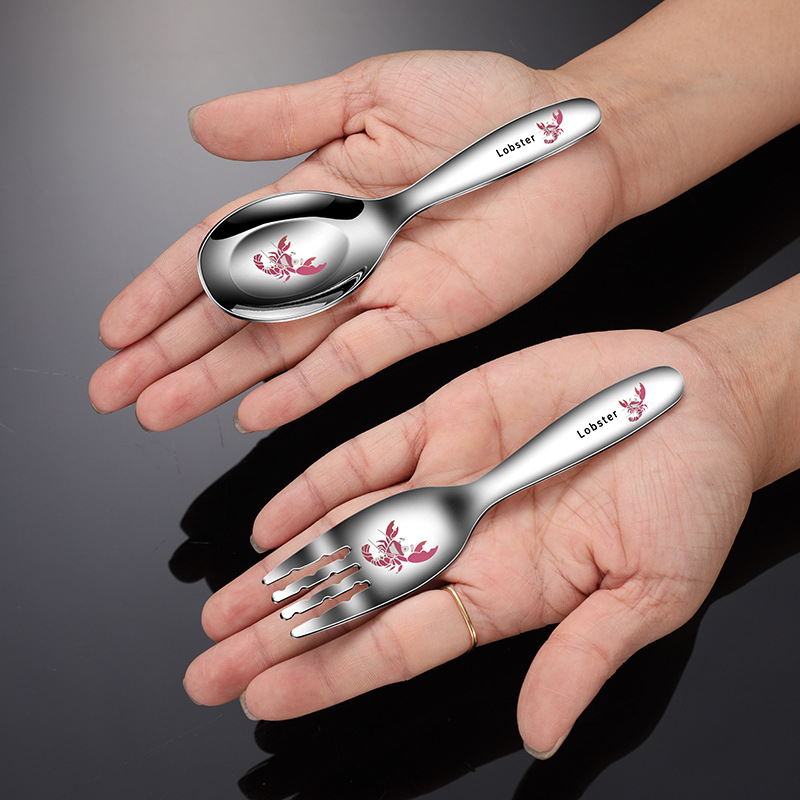 316L portable cutlery set cartoon spoon fork chopsticks three-piece student outdoor portable picnic spoon chopsticks