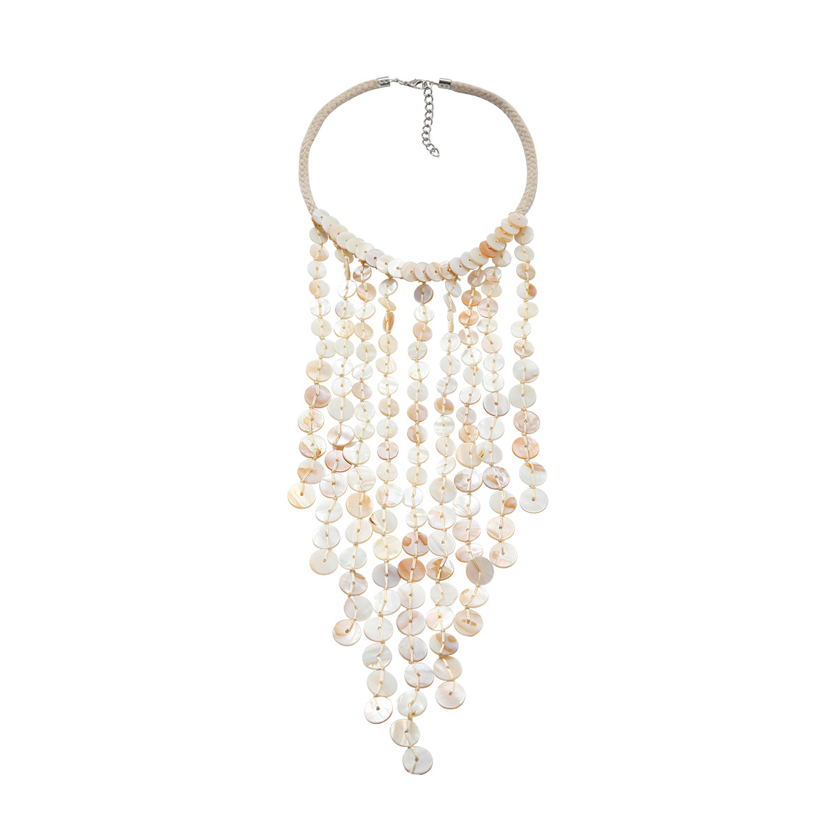 ZA shell tassel handmade woven ocean beach vacation style multi-layer necklace for women simple