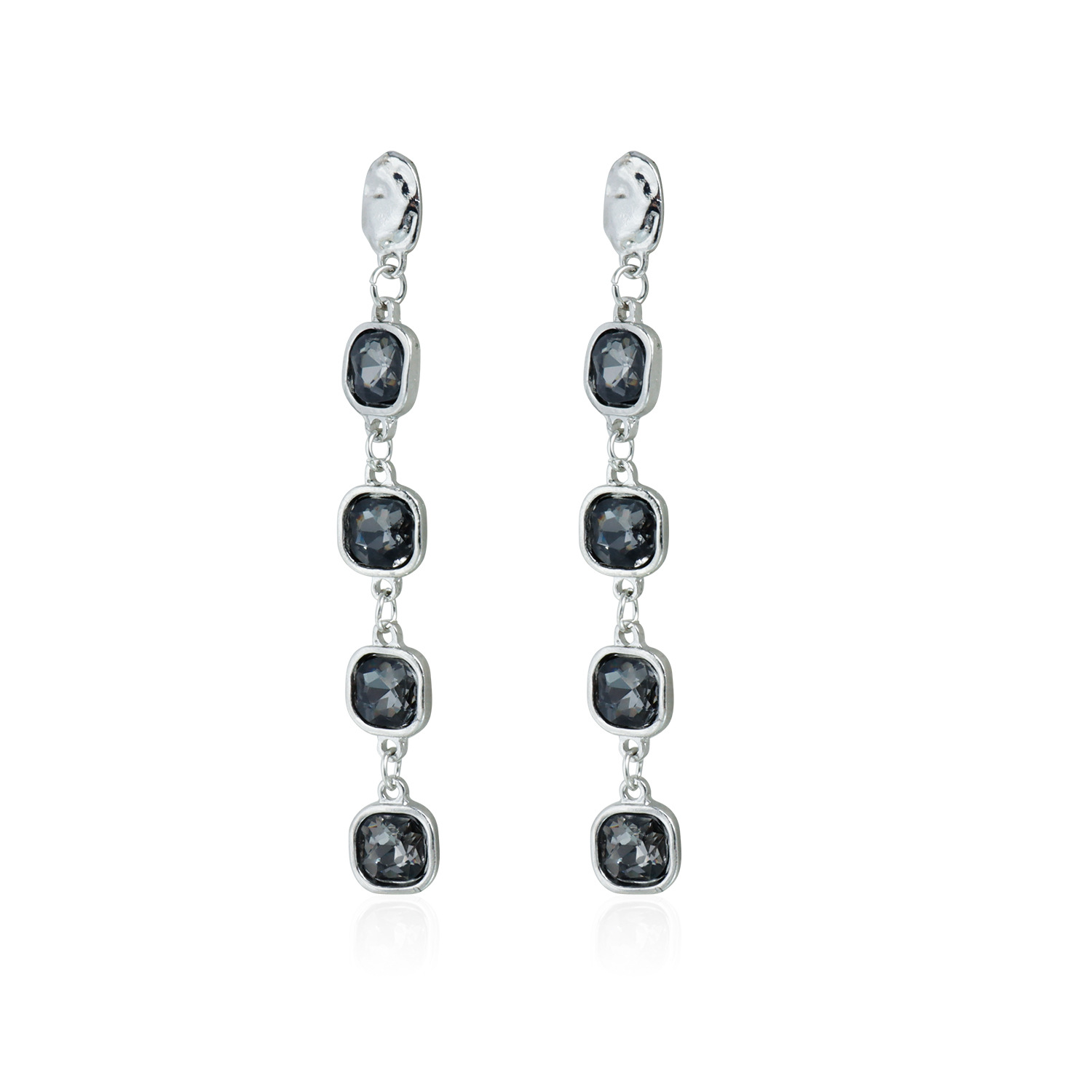 Accessories Geometric Black Diamond Gemstone Necklace Earrings Three-piece Set Wind Evening Dress Necklace