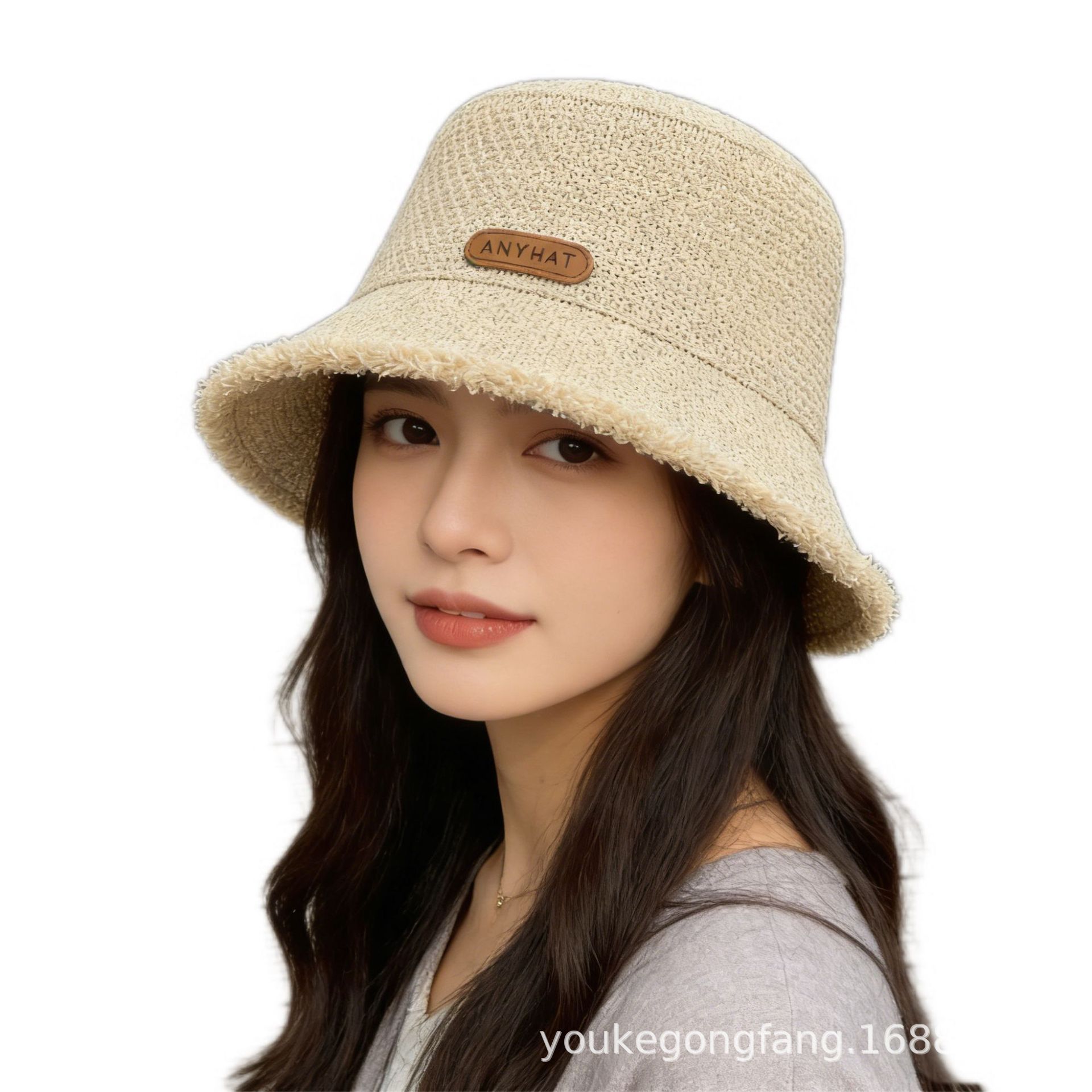 New Straw Woven Fisherman Hat Summer Outdoor Seaside Breathable Sun Protection Hat for Women Face Slimming