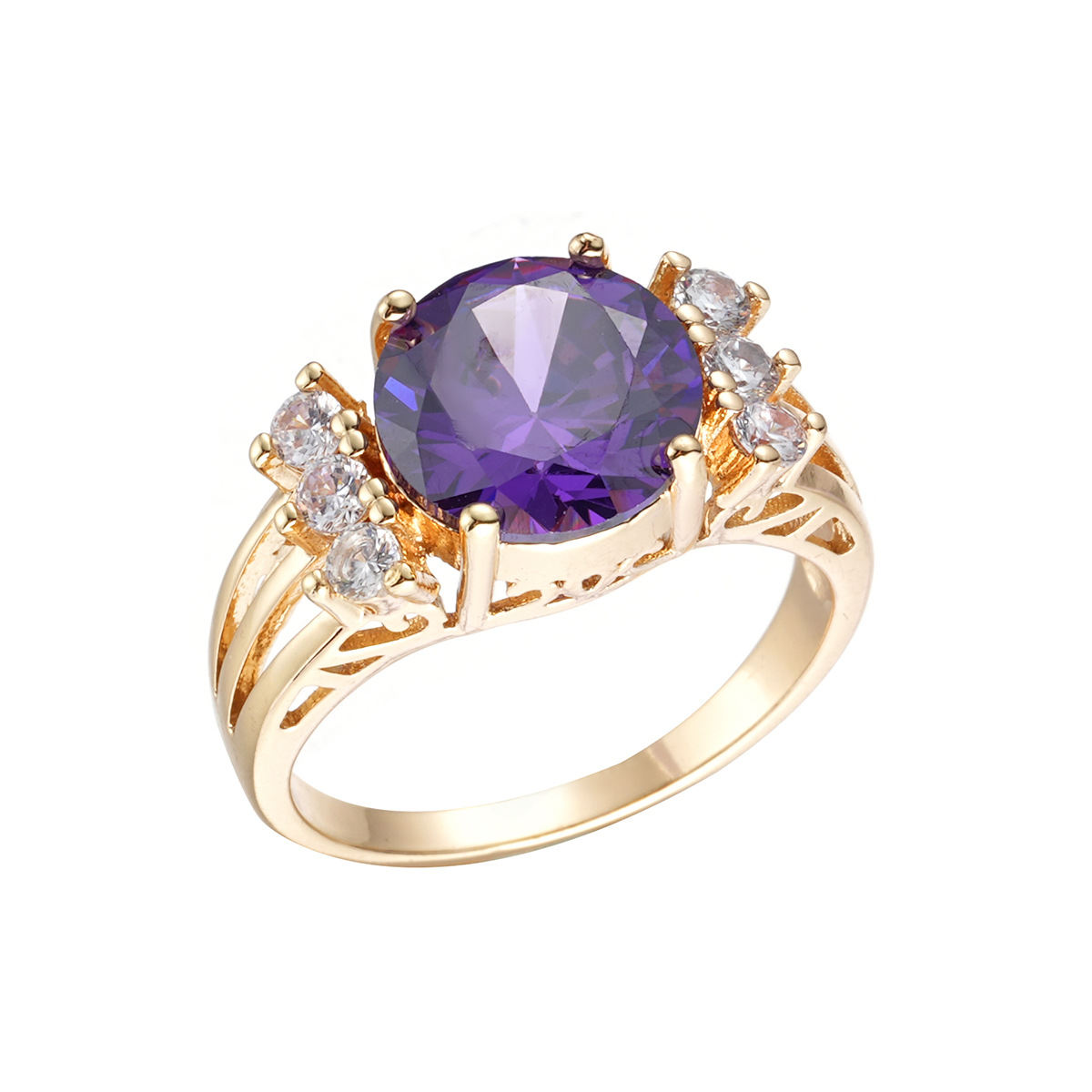 Colored Gemstone Ring Women's Set with AAA Zircon Ring Amethyst Jewelry