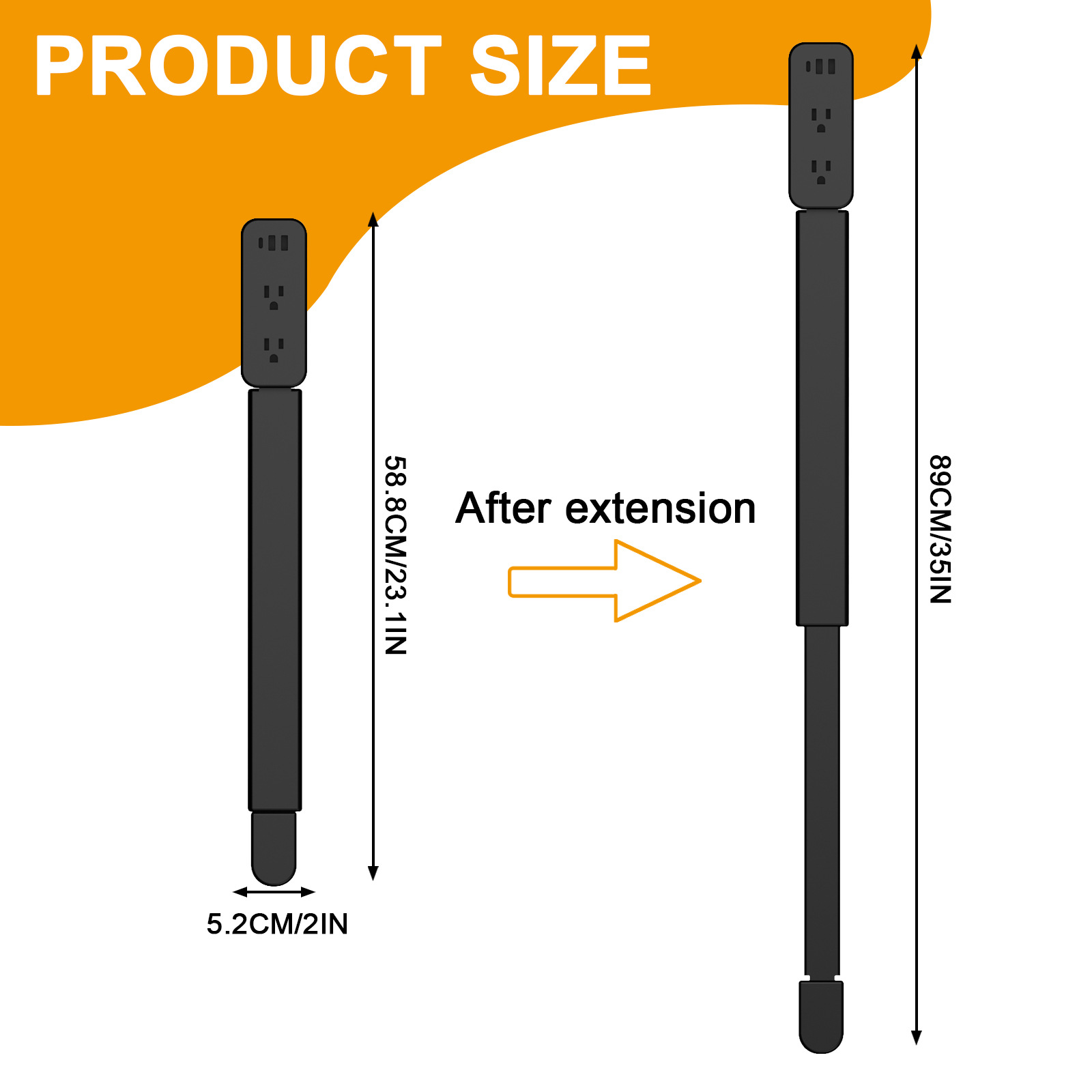 New retractable extension power socket, power socket extender with 180° rotating socket