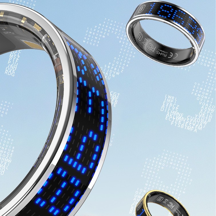 K80 Smart Ring Touch AI Digital Display 5ATM Waterproof Heart Rate Monitoring Sports Bluetooth Ring