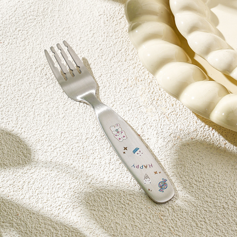 Color carved 304 stainless steel children's spoon kindergarten cartoon baby food spoon feeding spoon household