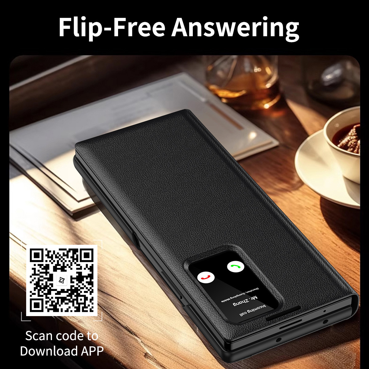 For Samsung Z Fold7/6 Phone Case Smart View Window Card Slot Business Leather Case Flip Cover Bracket Anti-Fall