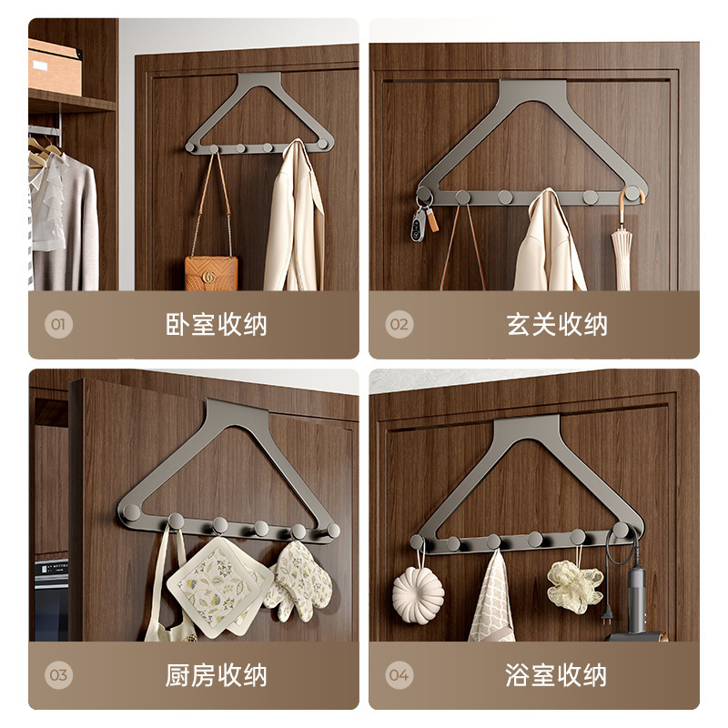 Door hook adhesive hook clothes rack bedroom no-drill load-bearing wall-mounted adhesive hook entrance door storage rack
