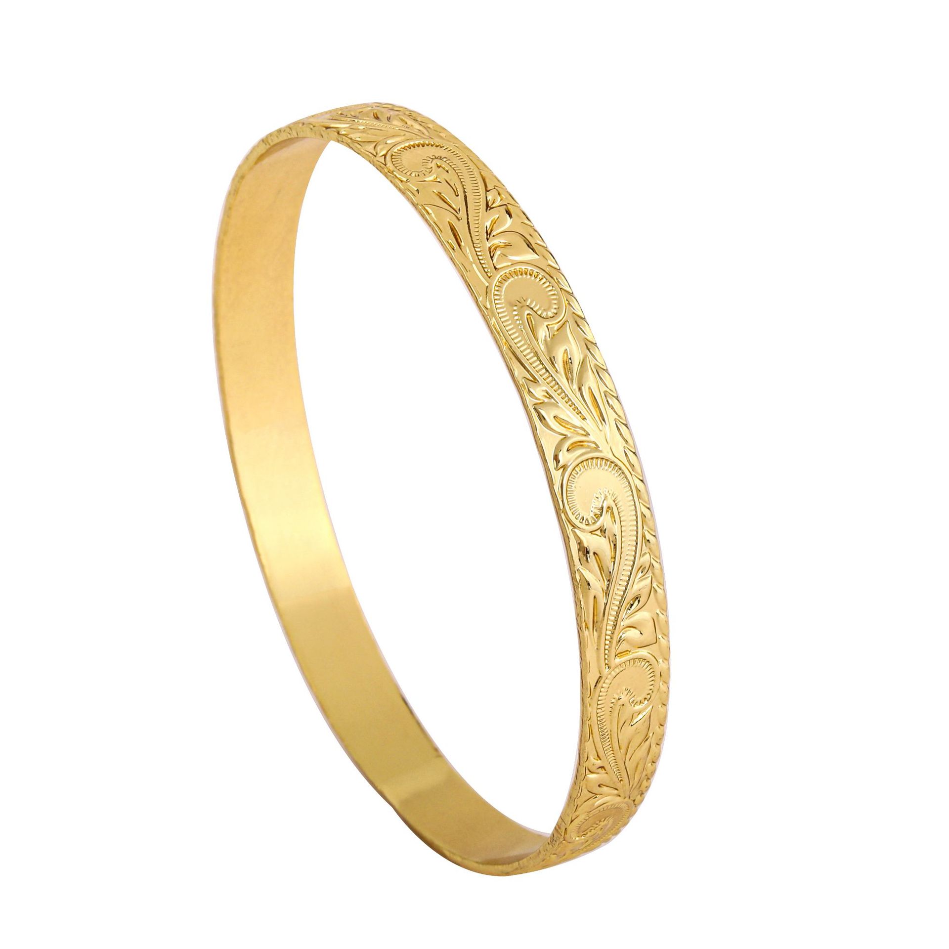New Hawaiian Style Vine Frangipani Bracelet Copper Plated 14K Real Gold Bangle Beach Vacation Style Accessories