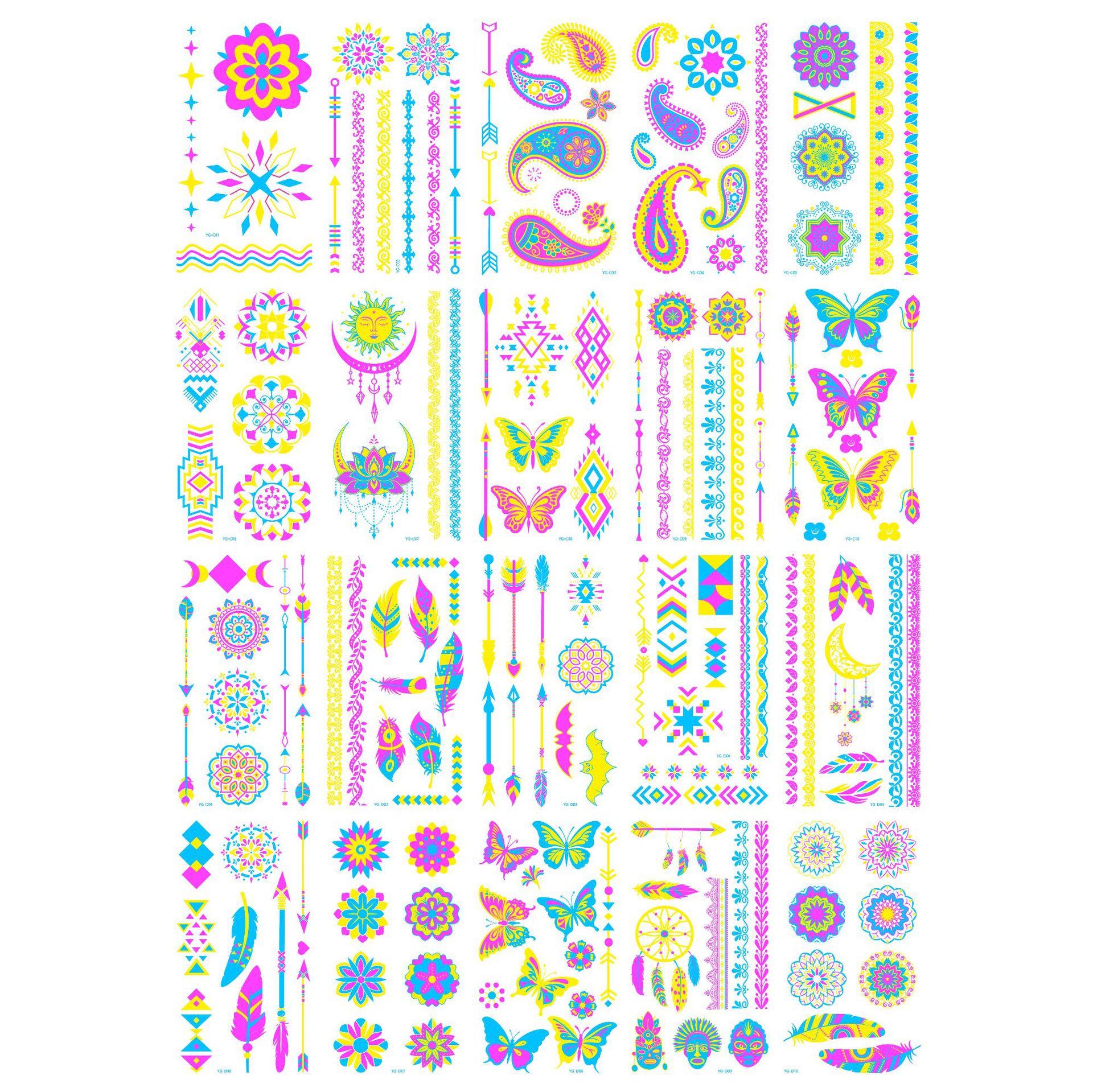 Custom TATOO Gold Foil LOGO Tattoo Sticker Custom Makeup Face Sticker Colorful Glow Tattoo