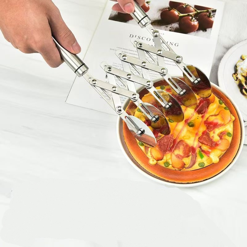 Stainless Steel Multi-Wheel Dough Cutter Pizza Wheel Knife Danish Pastry Knife Kitchen Pie Cutter