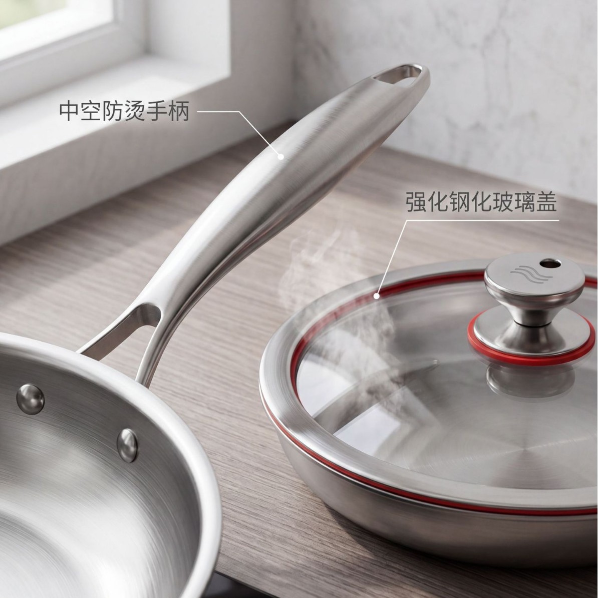 Uncoated stainless steel frying pan steak pan non-stick pan egg pan German gift pan titanium pan