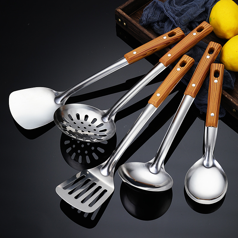 Stainless steel spatula spoon kitchen utensil set complete household cooking spoon spatula slotted spoon hotel supplies