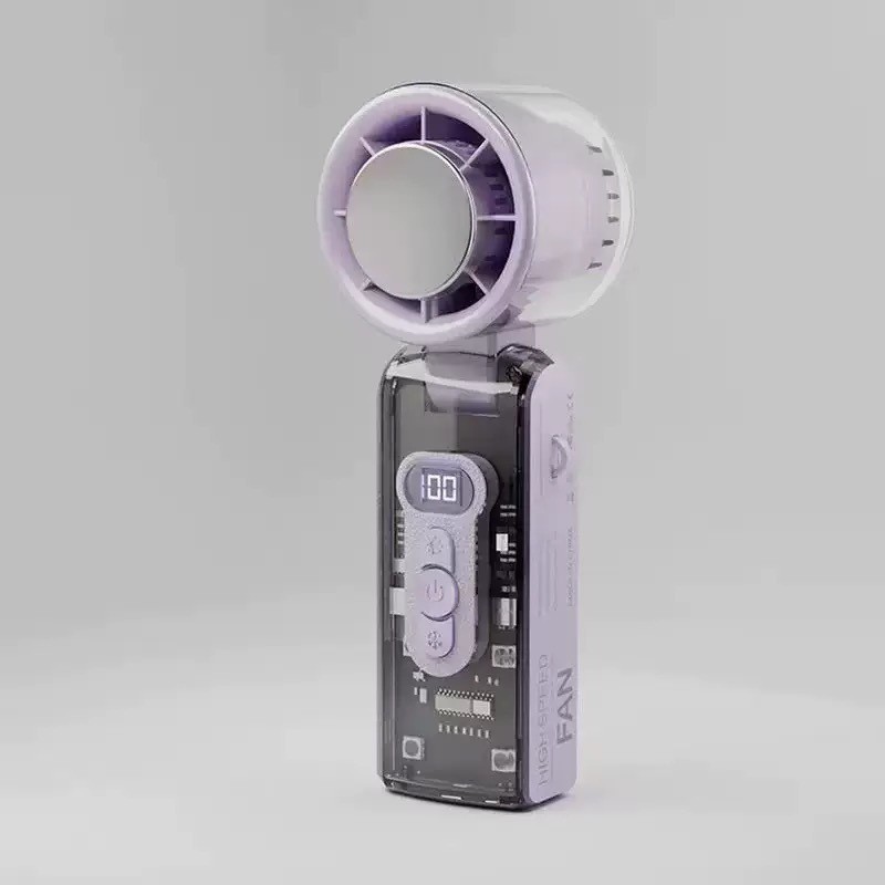 m11 super strong wind new FC8 handheld cold compress fan folding digital display 100-speed adjustment transparent mecha L