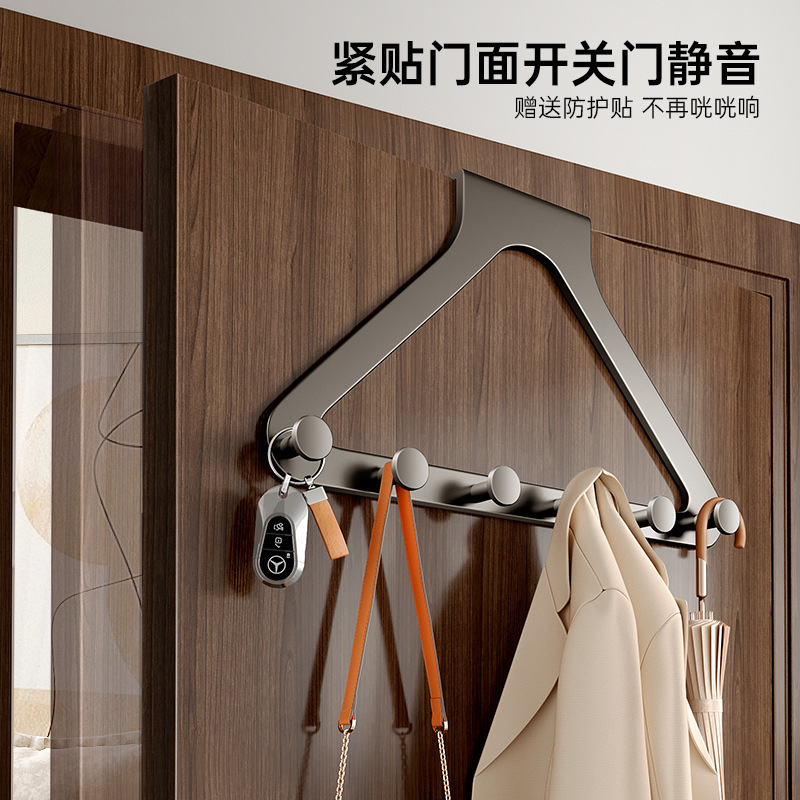 Door hook adhesive hook clothes rack bedroom no-drill load-bearing wall-mounted adhesive hook entrance door storage rack