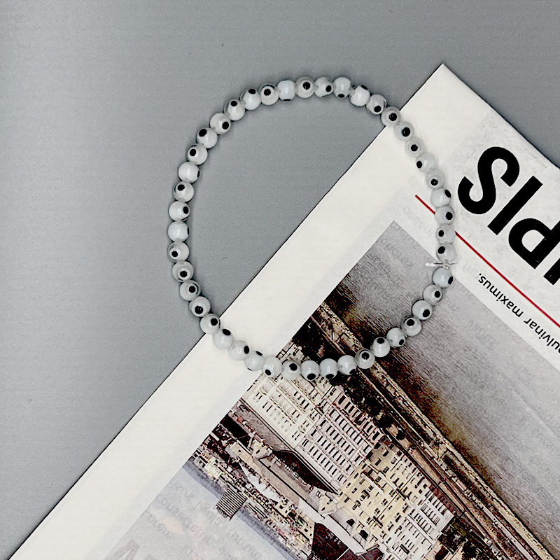 "Eye of the Devil" Glass Bead Stretch Bracelet—Handmade Beaded Jewelry