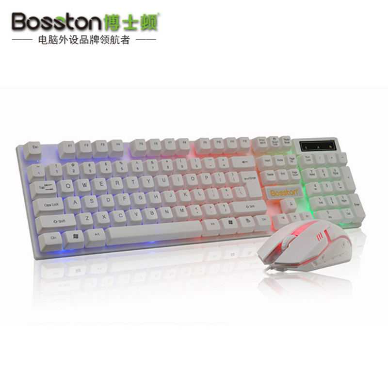 Boston Rainbow Backlit USB Wired Keyboard and Mouse Combo for DIY Assembly