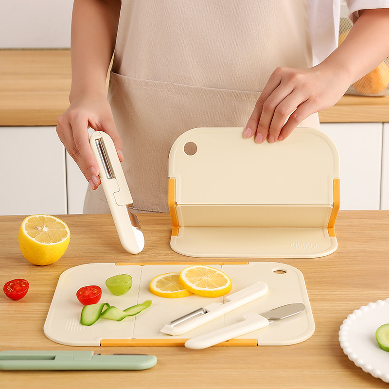 Kitchen Cutting Board Household Chopping Board Set Three-Fold Small Cutting Board Fruit Knife Outdoor Camping Chopping Board Set