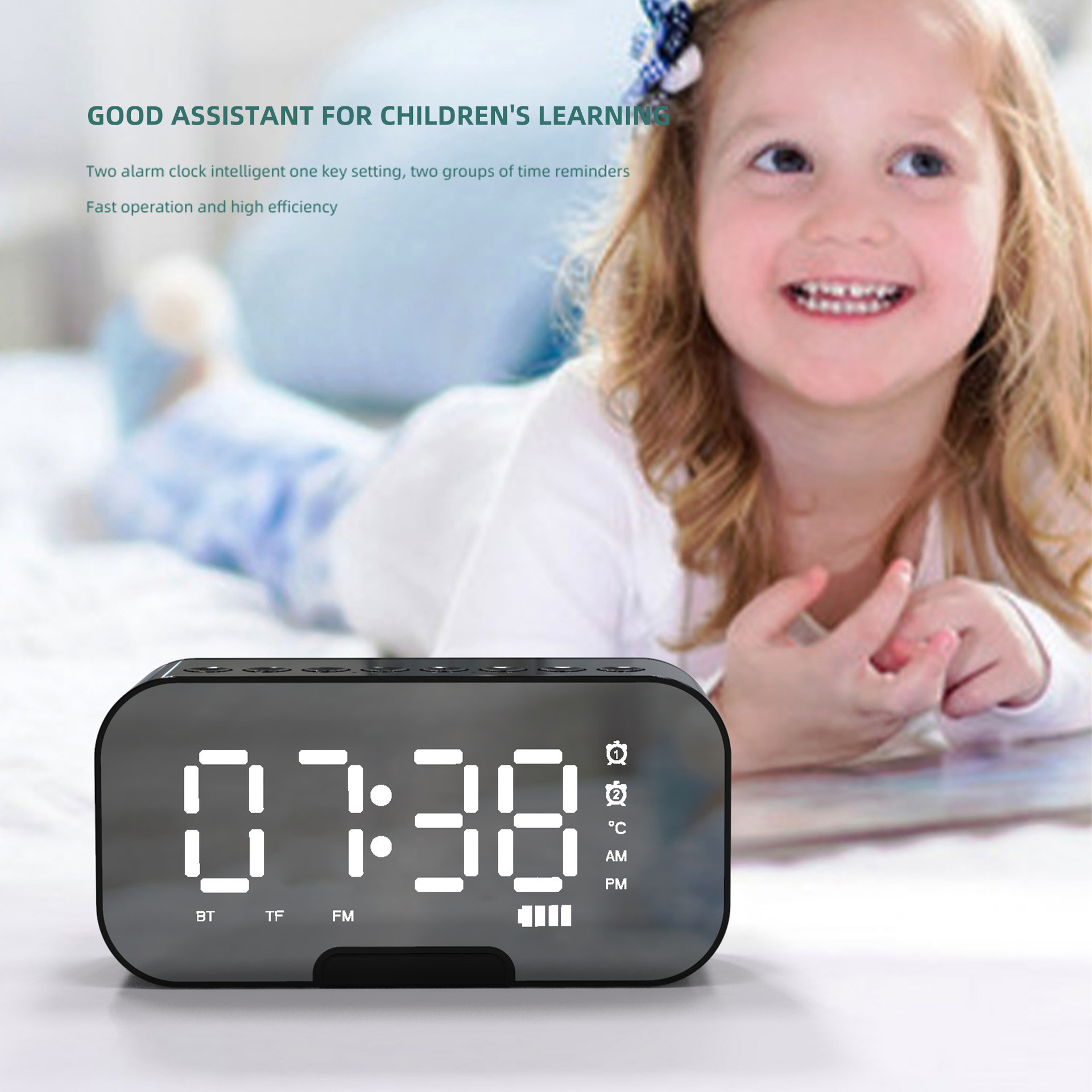 Strictly selected clock speaker Bluetooth speaker gift clock alarm smart speaker heavy bass card small speaker