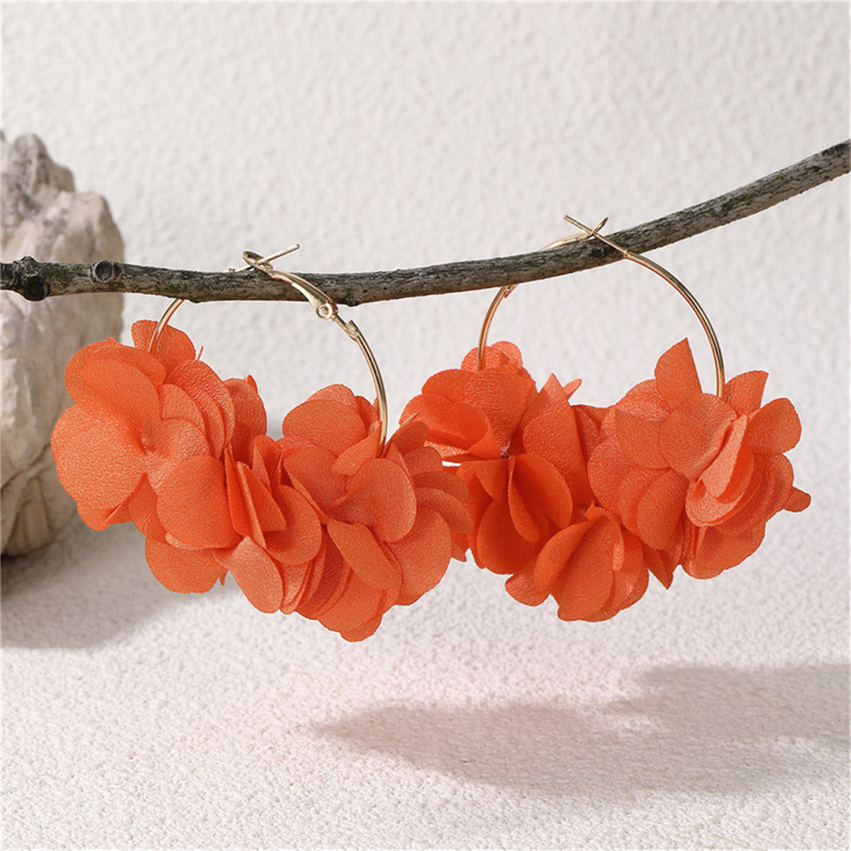 EZ2949 Accessory Sweet Geometric Cloth Flower Earrings Alloy Large Circle Earrings Drop Women
