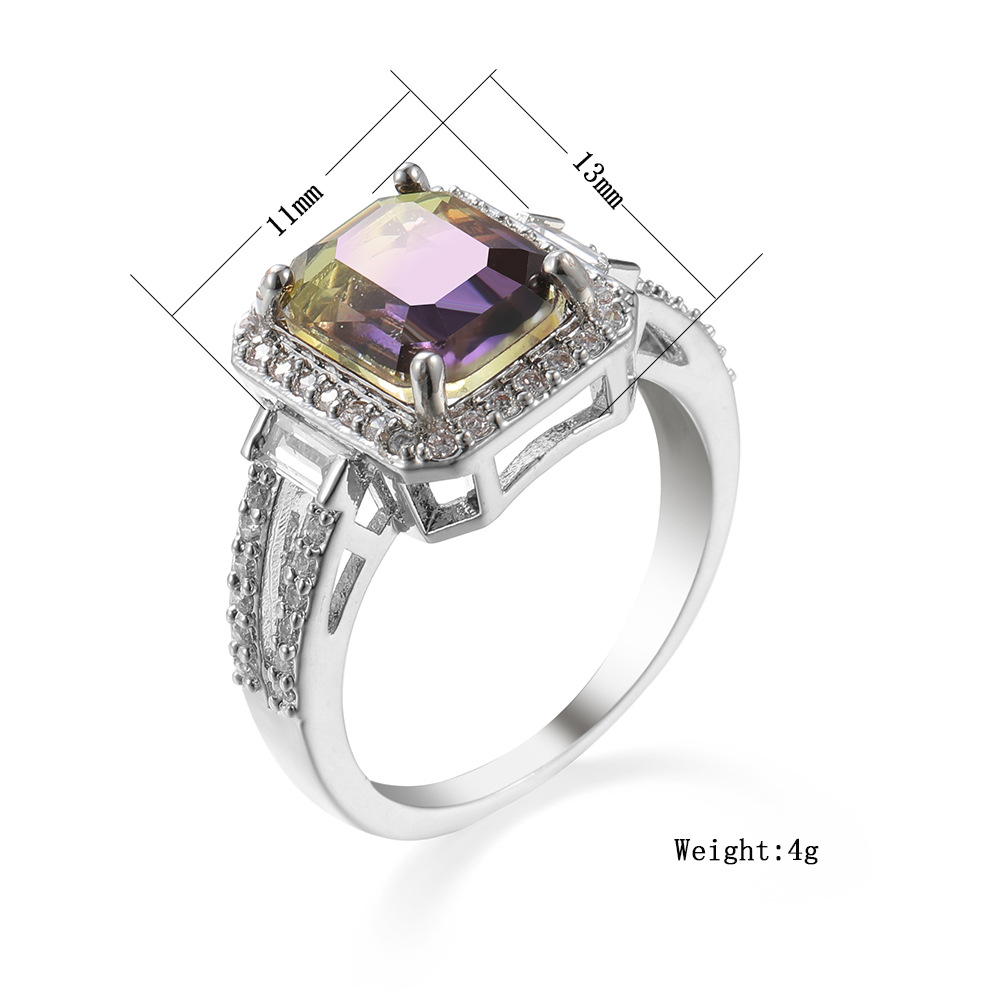 Independent Station Ring Couple Tourmaline Color Ring Men's and Women's Black Zircon Jewelry