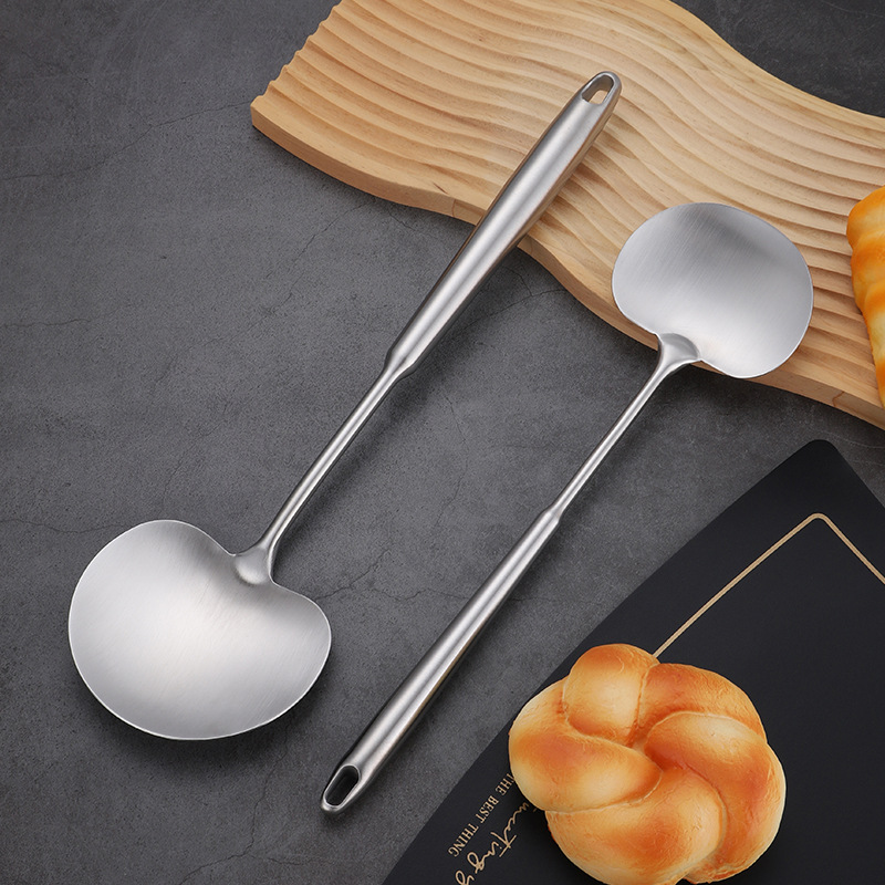 Thickened 304 stainless steel material spatula, household mushroom spatula, kitchen stir-fry spatula, extended handle anti-scald stir-fry spoon