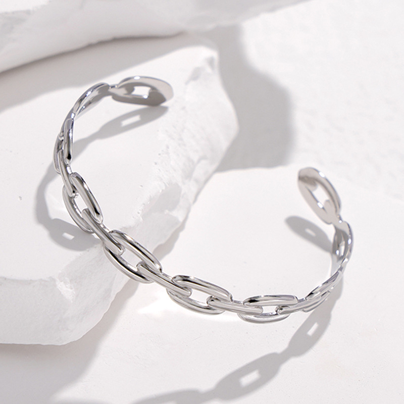 Titanium steel bracelet adjustable stainless steel bracelet women exaggerated open bangle