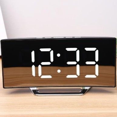 Curved electronic alarm clock large screen LED digital clock learning office desktop silent electronic alarm clock