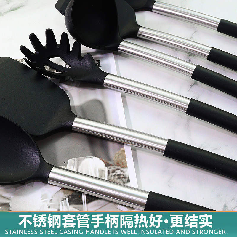 Silicone Spatula and Soup Spoon 15-Piece Set Non-Stick Silicone Spatula High Temperature Resistant Household Silicone Kitchenware Set