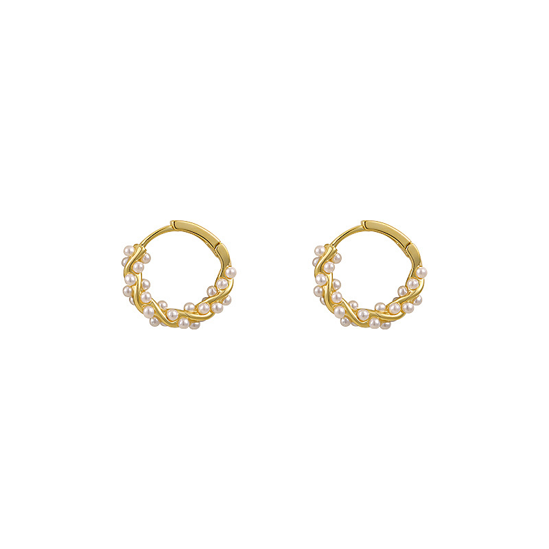 Pearl Circle Ear Cuff Earrings for Women Unique Small Exquisite Earrings 2025 New