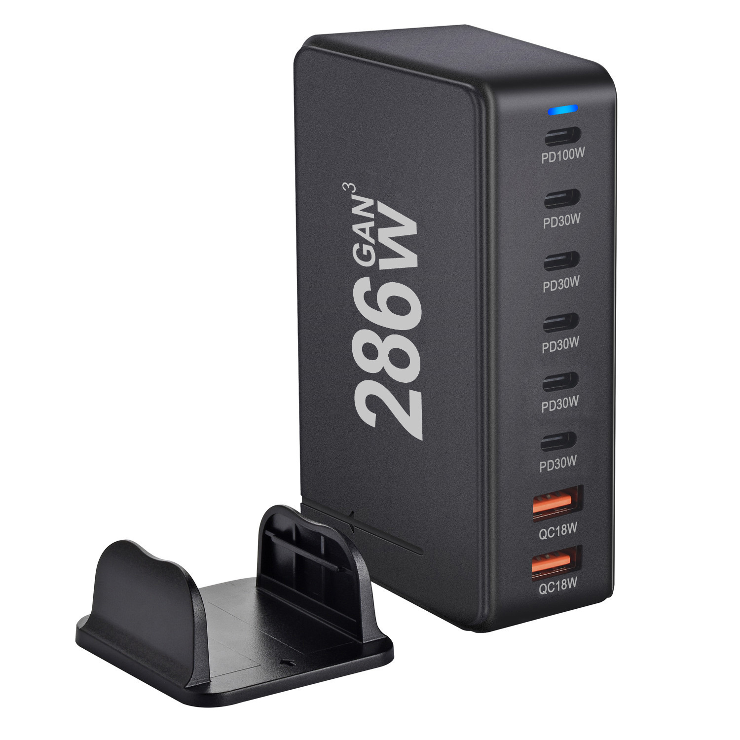 New 286W GaN Multi-Port Charger 6C2A Plug Desktop Flash Charging Charging Station PD Fast Charging Adapter