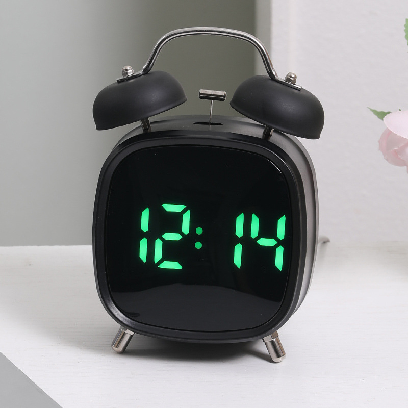 High Volume Metal Bell Alarm Clock LED Clock Wake-up Difficult Multifunctional Clock GH8032 Bell Clock
